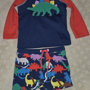 Baby Boden Dinosaur Pajama Set - Red and Blue